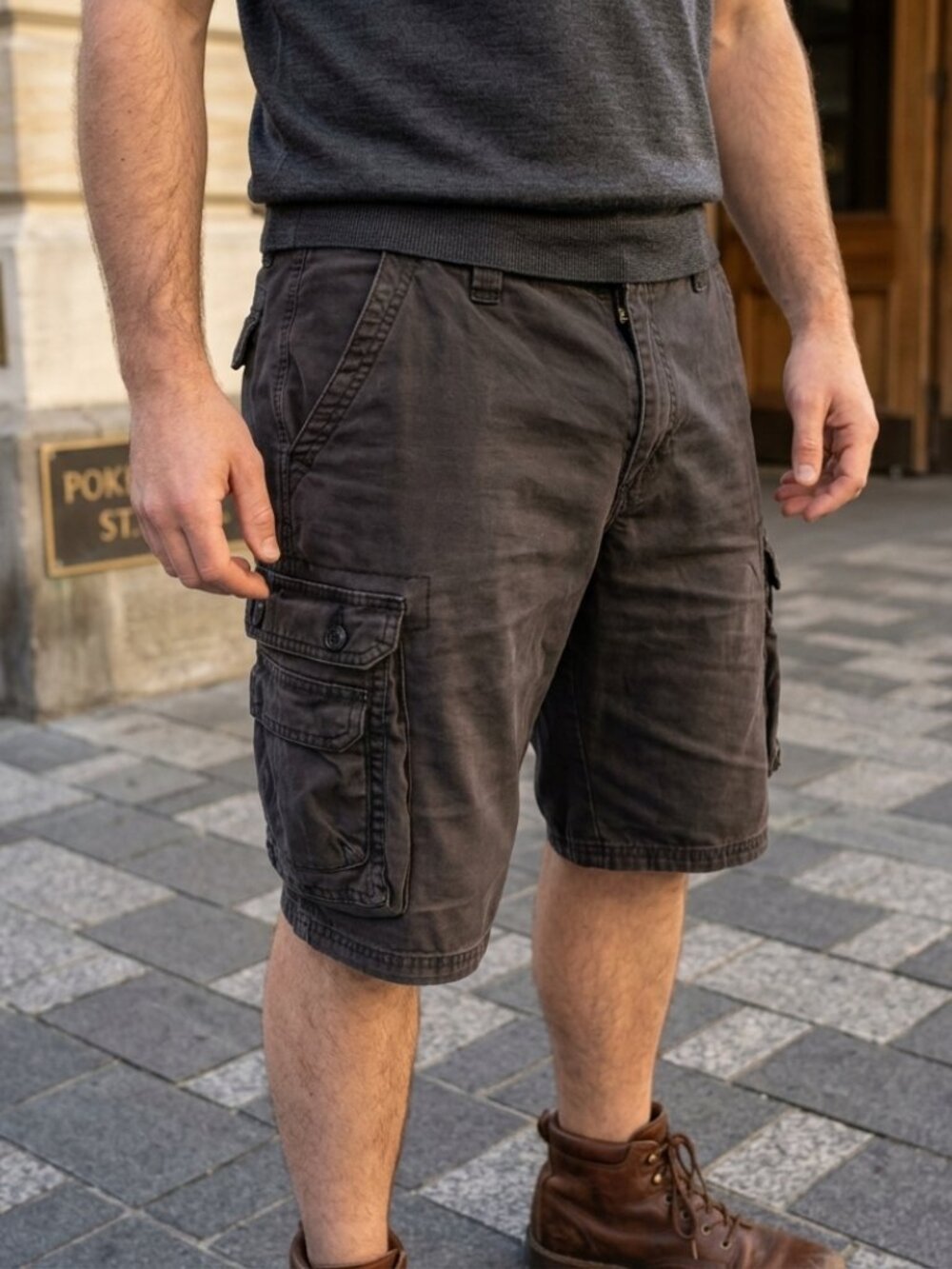 Vintage LEE Faded Black Cargo Shorts | Size 38 Gorpcore